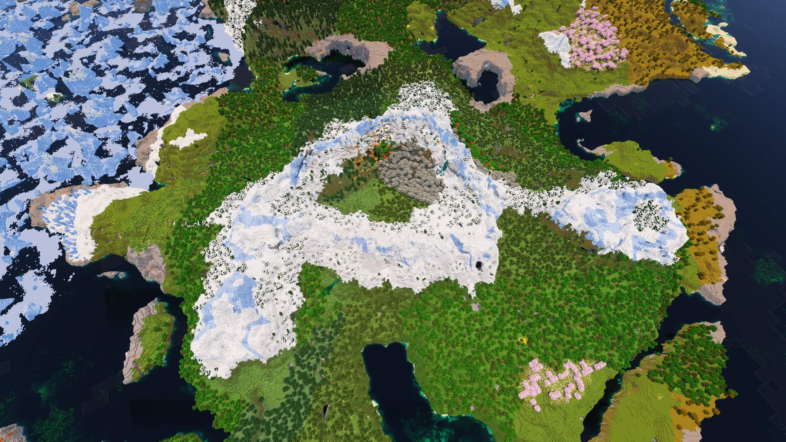Seed 150: Mountain Circle With Pale Garden And Village