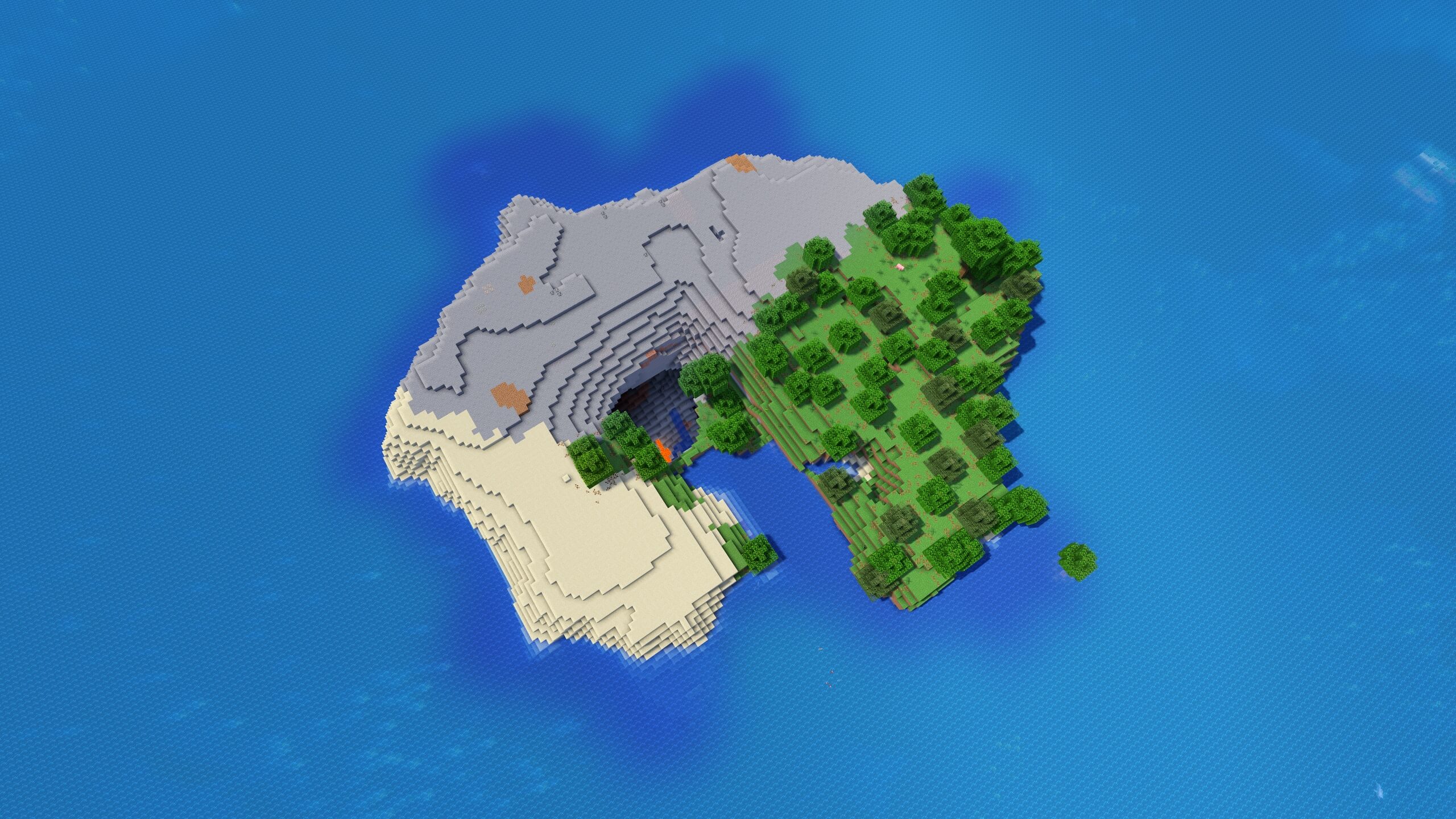 Seed 21: Simple Island With A Cave