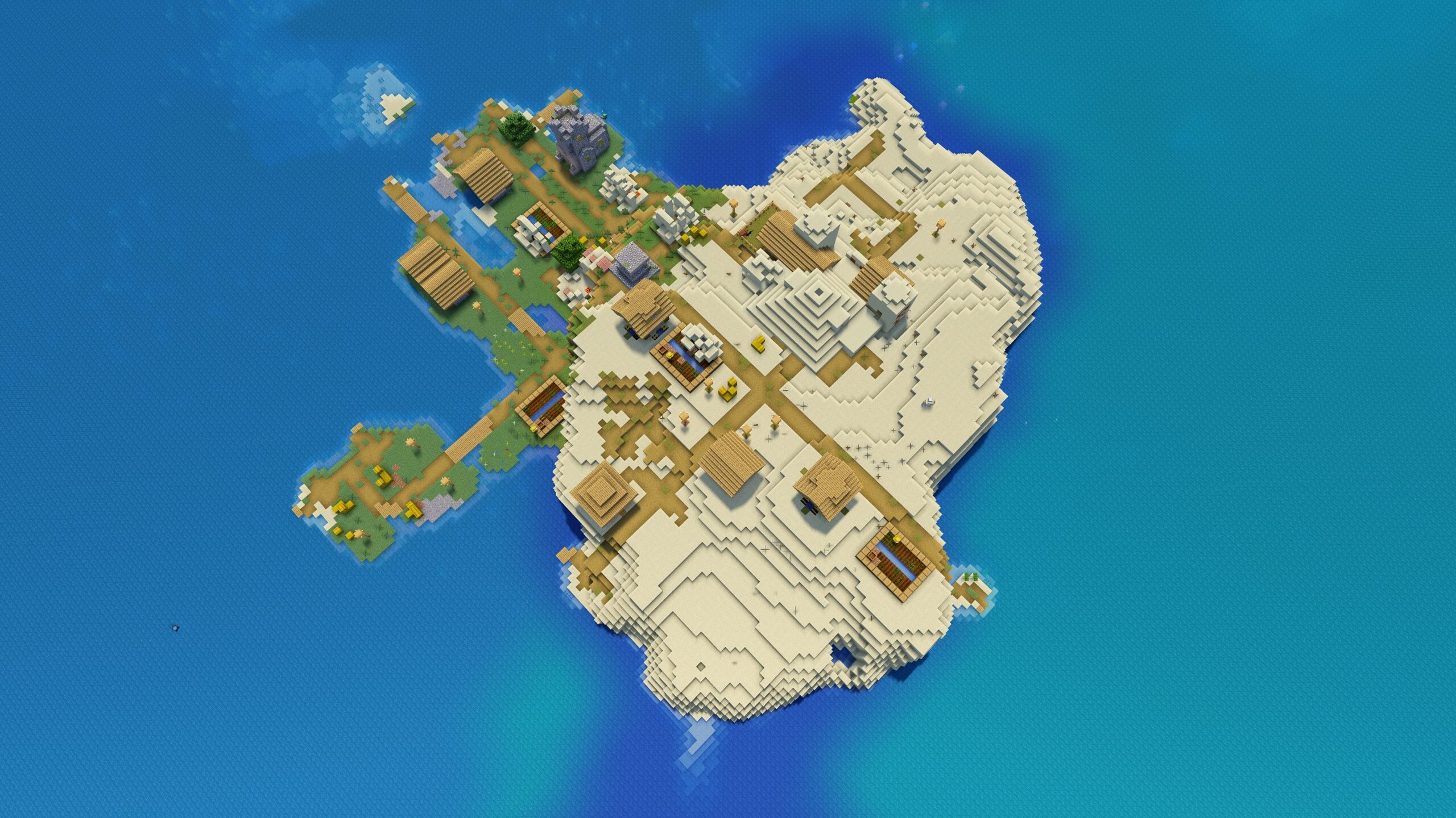 Seed 38: Desert Temple and Plains Village Island